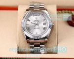 Rolex Day-Date Men's Stainless Steel Replica Watch - Silver Dial Silver Bezel